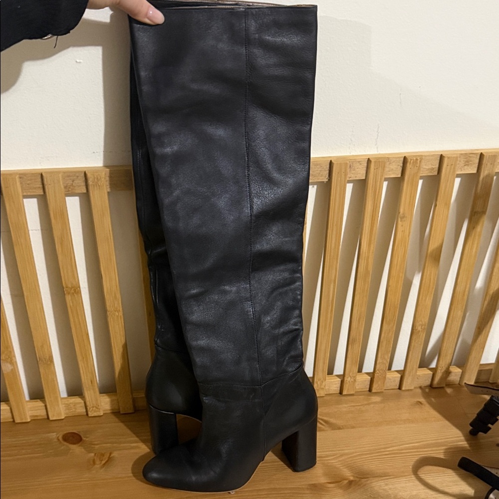 Zara Sleek Black Over the Knee Boots